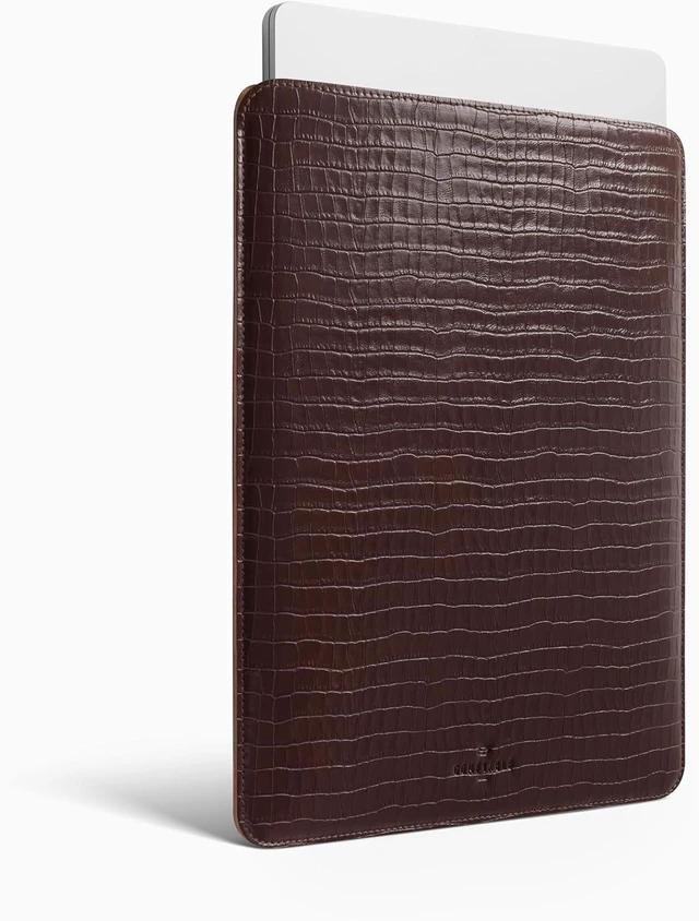 Alt view image 2 of 5 - Laptop Sleeve 14 Inch Precisely Compatible with MacBook Pro M5 M4 M3 M2 Pro/Max 2026-2021 Croc-Embossed Faux Leather Cover Case 14 in Briarwood