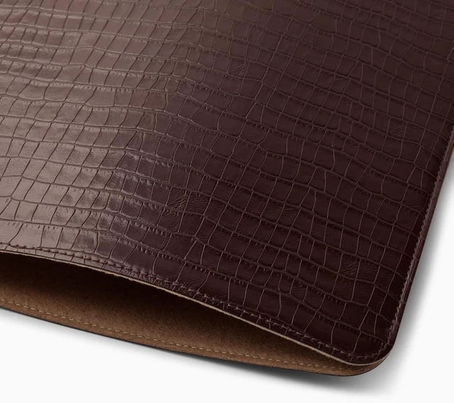 Alt view image 3 of 5 - Laptop Sleeve 14 Inch Precisely Compatible with MacBook Pro M5 M4 M3 M2 Pro/Max 2026-2021 Croc-Embossed Faux Leather Cover Case 14 in Briarwood