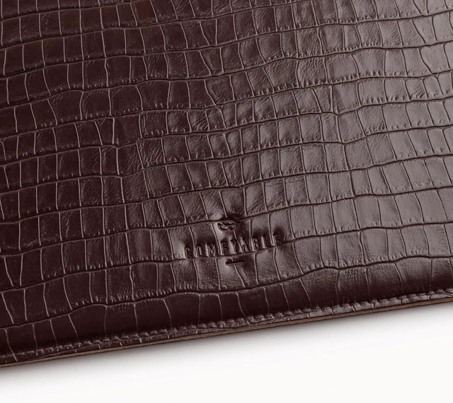 Alt view image 4 of 5 - Laptop Sleeve 14 Inch Precisely Compatible with MacBook Pro M5 M4 M3 M2 Pro/Max 2026-2021 Croc-Embossed Faux Leather Cover Case 14 in Briarwood