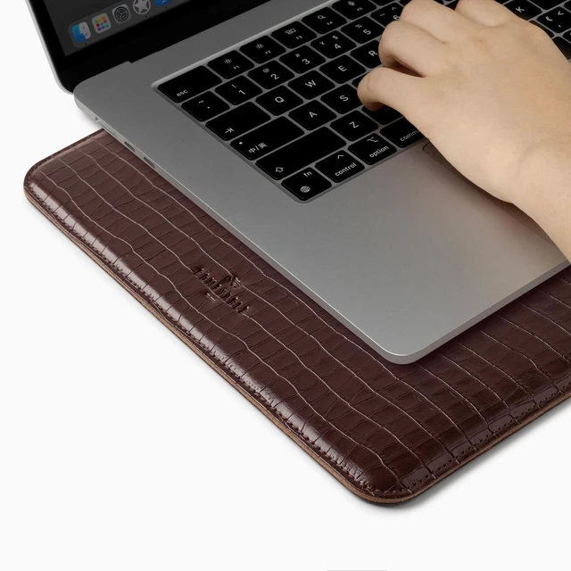 Alt view image 5 of 5 - Laptop Sleeve 14 Inch Precisely Compatible with MacBook Pro M5 M4 M3 M2 Pro/Max 2026-2021 Croc-Embossed Faux Leather Cover Case 14 in Briarwood
