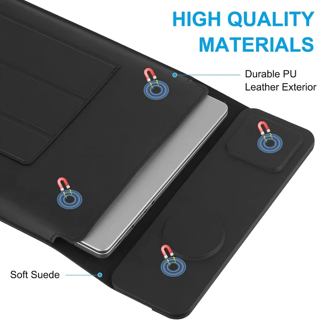 Alt view image 3 of 7 - Laptop Sleeve Bag with Stand and Wireless Charger for MacBook Air 13.6 inch/Pro 14 MacBook Pro/Air/Neo 13 Bag for 14 inch Laptops with Wireless Charging 3 in 1