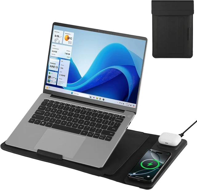 Main image of Laptop Sleeve Bag with Stand and Wireless Charger for MacBook Air 13.6 inch/Pro 14 MacBook Pro/Air/Neo 13 Bag for 14 inch Laptops with Wireless Charging 3 in 1