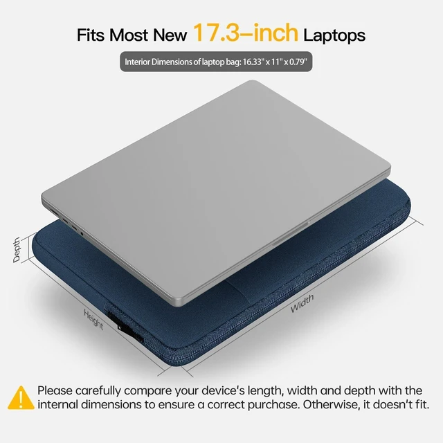 Alt view image 2 of 7 - 17.3 inch Laptop Sleeve Case for Pavilion 17/Envy 17 Inspiron 17/ G3 G7 VivoBook Pro 17 Ideapad 17 Aspire 17 Computer Sleeve 17 inch Laptop Carrying Bag