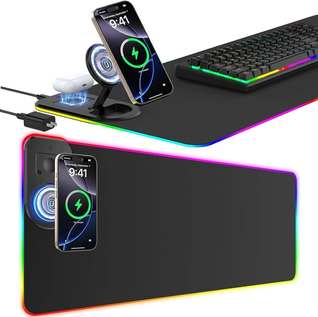 Main image of Gaming Mouse Pad Wireless Charging Magnetic Foldable Phone Stand