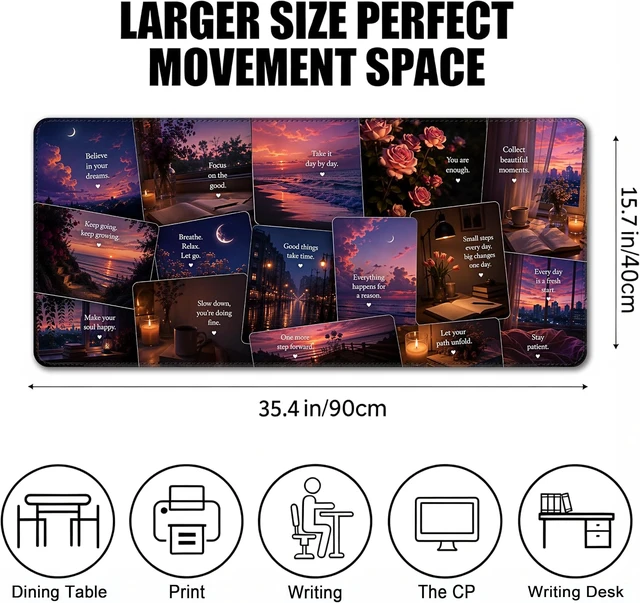 Alt view image 2 of 7 - Large Gaming Mouse Pad Extended Desk Mat 35.4 x 15.7 Inspirational Quotes