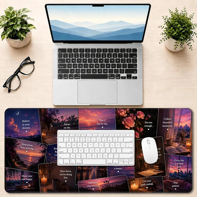 Alt view image 6 of 7 - Large Gaming Mouse Pad Extended Desk Mat 35.4 x 15.7 Inspirational Quotes