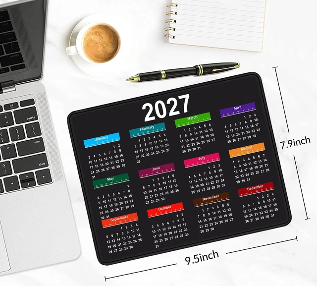 Alt view image 2 of 6 - 2027 Black Calendar Mouse Pad Sewn Edge Anti Slip Rubber Office Mouse Pad