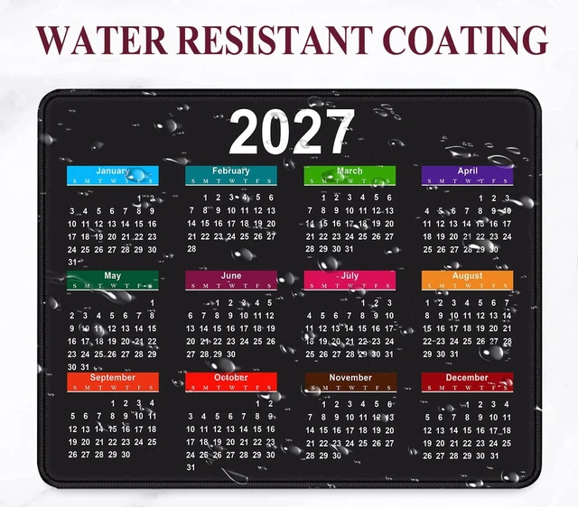 Alt view image 4 of 6 - 2027 Black Calendar Mouse Pad Sewn Edge Anti Slip Rubber Office Mouse Pad