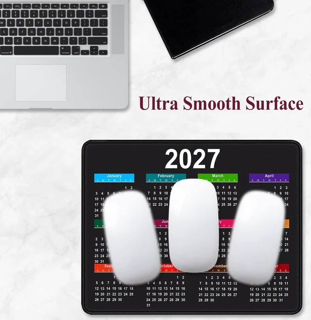 Alt view image 3 of 6 - 2027 Black Calendar Mouse Pad Sewn Edge Anti Slip Rubber Office Mouse Pad