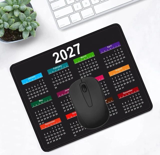 Alt view image 5 of 6 - 2027 Black Calendar Mouse Pad Sewn Edge Anti Slip Rubber Office Mouse Pad
