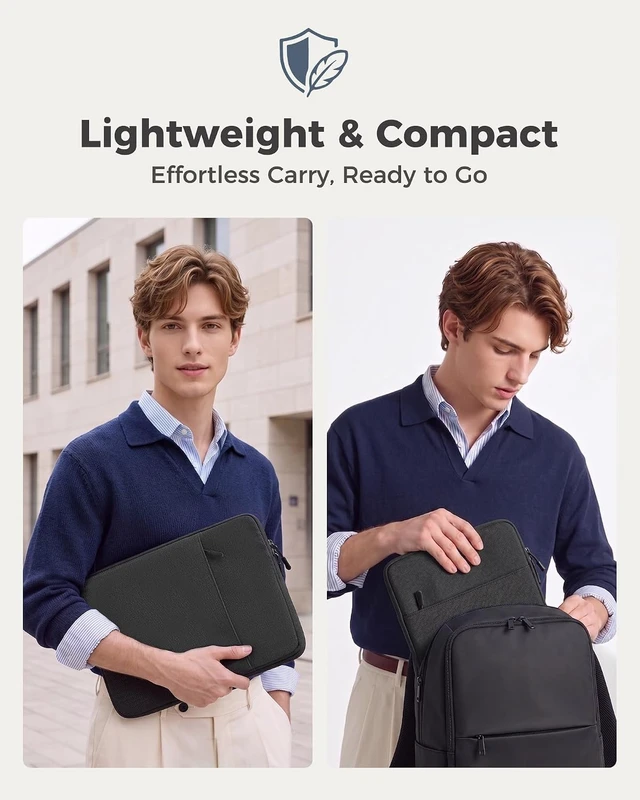 Alt view image 6 of 7 - 13 Inch Laptop Sleeve for MacBook Neo/Air/Pro A18/M5/M4/M3/M2/M1 XPS Googlebook 13.4 Slim Travel Laptop Case with Soft Lining & Front Pocket Also Fit 13 -Black