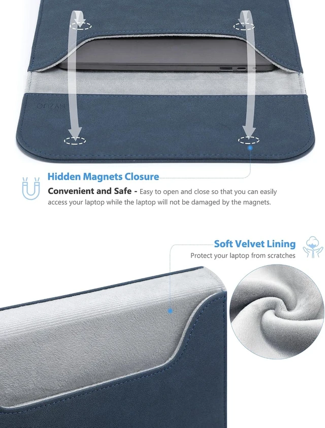 Alt view image 2 of 7 - 15 Inch Laptop Sleeve Case Bag for MacBook Air 15 M5 Navy Blue