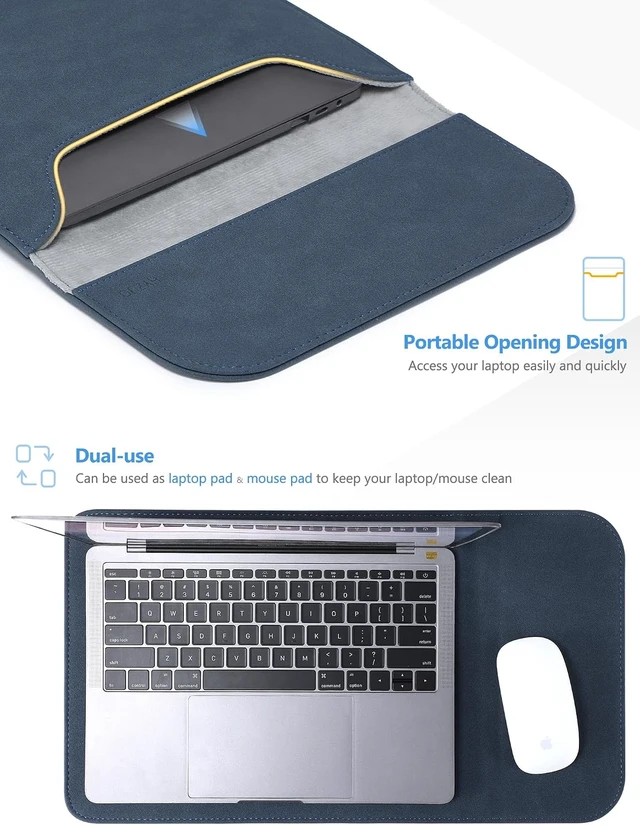 Alt view image 4 of 7 - 15 Inch Laptop Sleeve Case Bag for MacBook Air 15 M5 Navy Blue