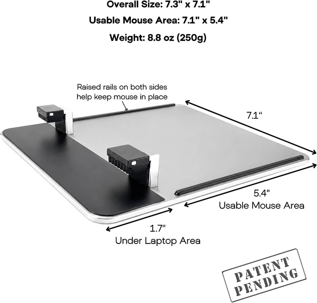 Alt view image 6 of 6 - Laptop Mouse Platform Rigid Aluminum Mouse Pad Fits Most Laptops