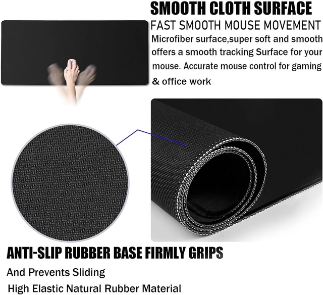Alt view image 3 of 7 - 31.5 x 15.7 Inch Large Gaming Mouse Pad with Extended Stitched Edges Black