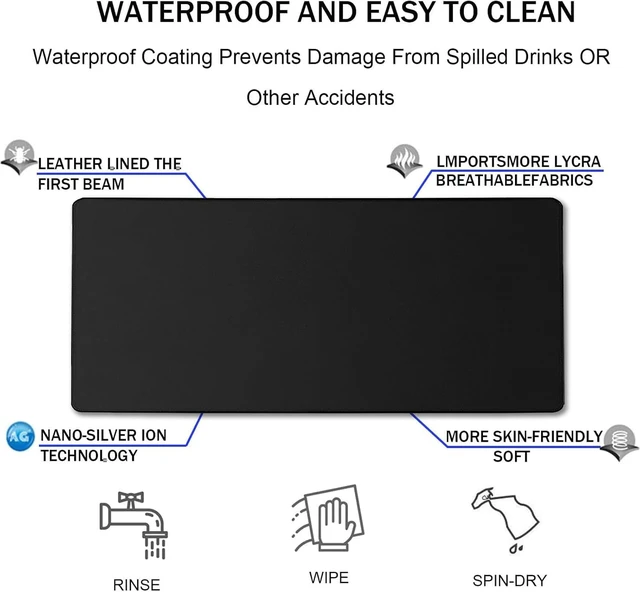 Alt view image 4 of 7 - 31.5 x 15.7 Inch Large Gaming Mouse Pad with Extended Stitched Edges Black