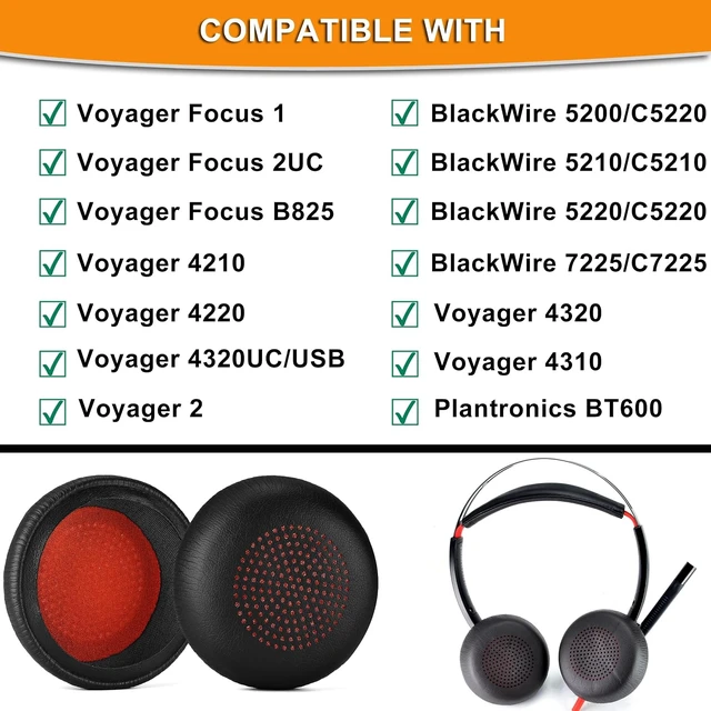 Alt view image 2 of 7 - Defean Earpads for Plantronics Voyager Focus UC B825/1&2 UC Headset