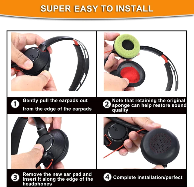 Alt view image 5 of 7 - Defean Earpads for Plantronics Voyager Focus UC B825/1&2 UC Headset