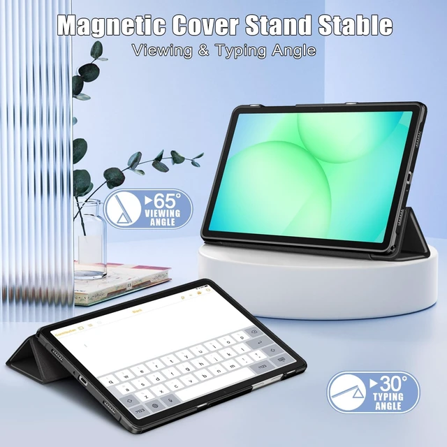 Alt view image 2 of 7 - Hybrid Slim Case for Galaxy Tab A11+ Plus/A9+ Plus 11 Inch Shockproof Clear Back Cover with Auto Wake/Sleep Black