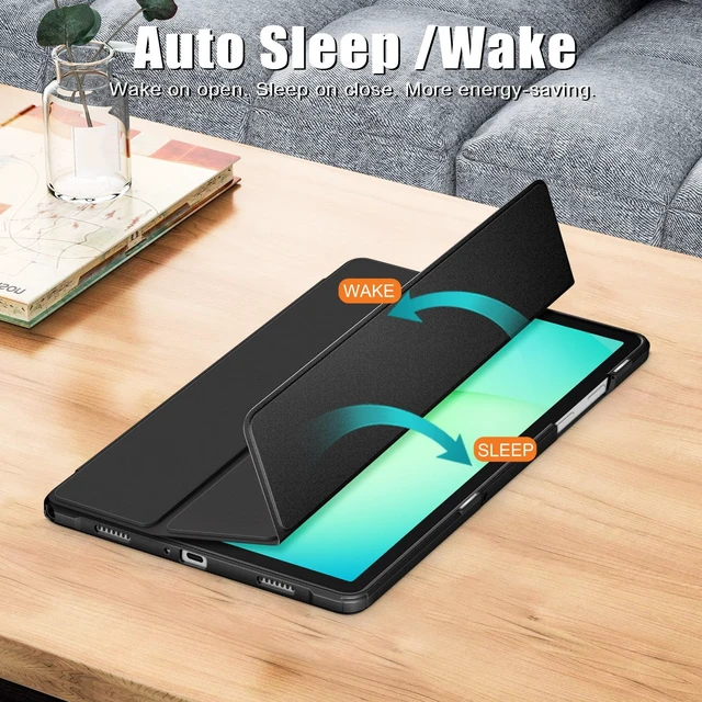 Alt view image 3 of 7 - Hybrid Slim Case for Galaxy Tab A11+ Plus/A9+ Plus 11 Inch Shockproof Clear Back Cover with Auto Wake/Sleep Black