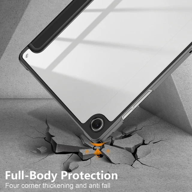 Alt view image 6 of 7 - Hybrid Slim Case for Galaxy Tab A11+ Plus/A9+ Plus 11 Inch Shockproof Clear Back Cover with Auto Wake/Sleep Black