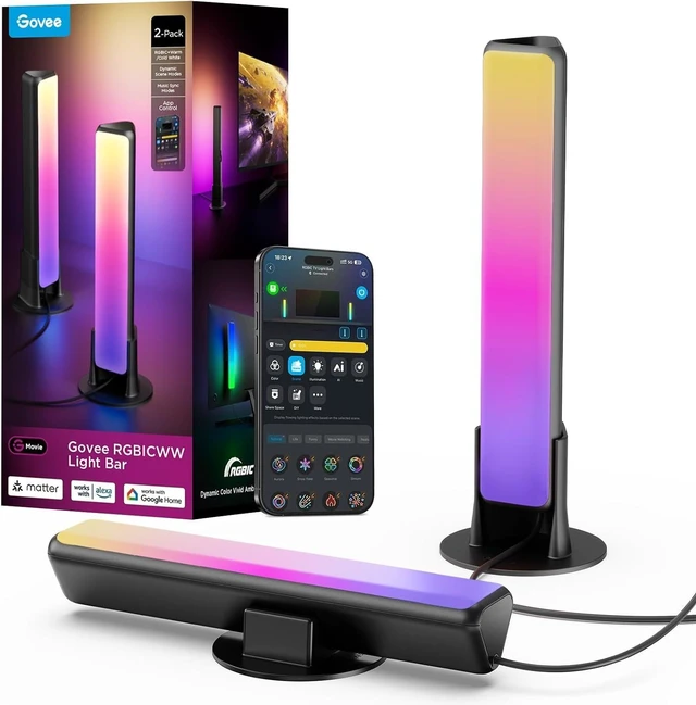 Main image of Smart Light Bar RGBICWW TV Lights for Living Room Gaming Black