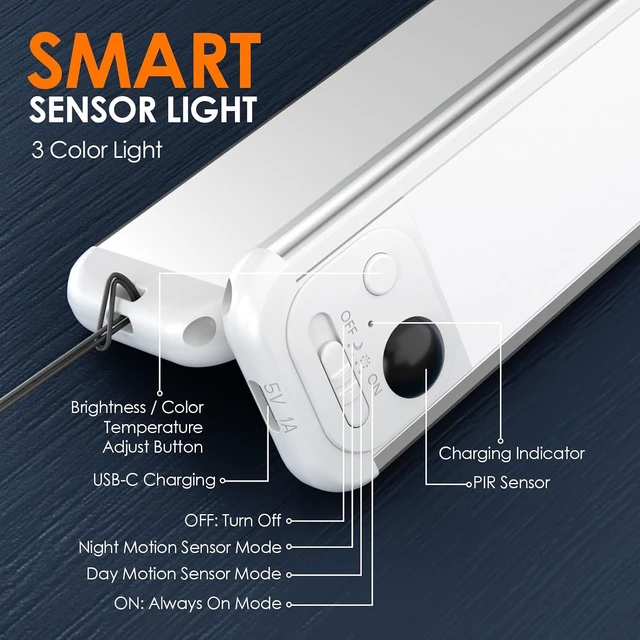 Alt view image 5 of 7 - Under Cabinet Lighting Wireless 8.5 Motion Sensor Light Indoor