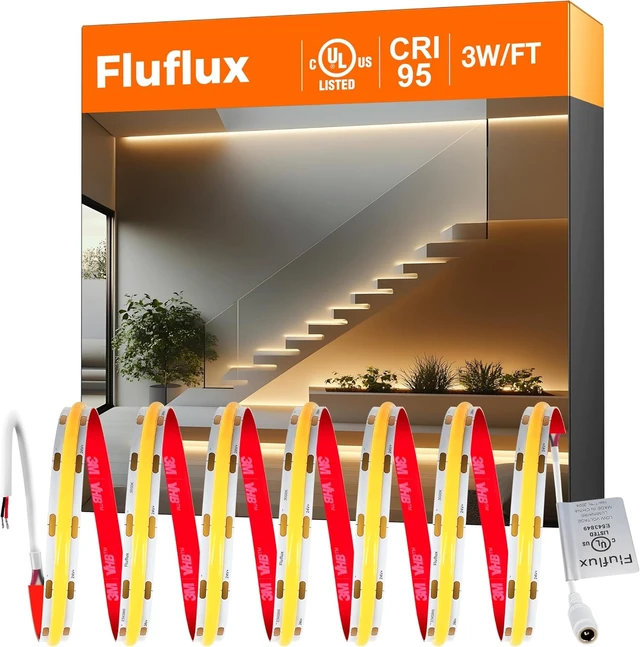 Main image of 3000K COB LED Strip Lights Warm White 24V DC Premium Tape Light with Strong 3M VHB Tape CRI 95 UL Listed Cuttable Dimmable for Panels Artwork Highlighting (NO Power Supply)