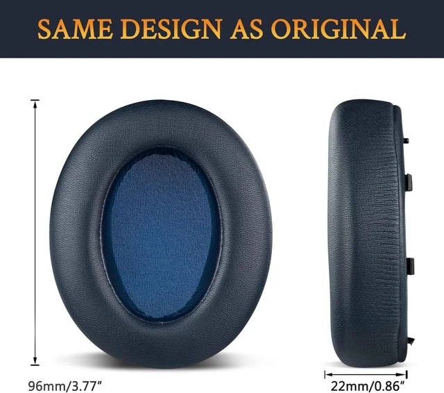 Alt view image 6 of 6 - Earpads Cushions Replacement for WH-XB910N Extra Bass Headphones Ear Pads with Soft Protein Leather Noise Isolation Foam - Blue