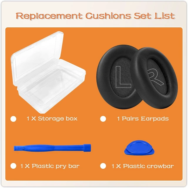 Alt view image 4 of 7 - Replacement Ear Pads for Anker Soundcore Life Q20/Q20i/Q20BT/Q20+/Life 2 Headphones Replcement Earpads Ear Cushions Ear Cups Cover Repair Parts (Black)