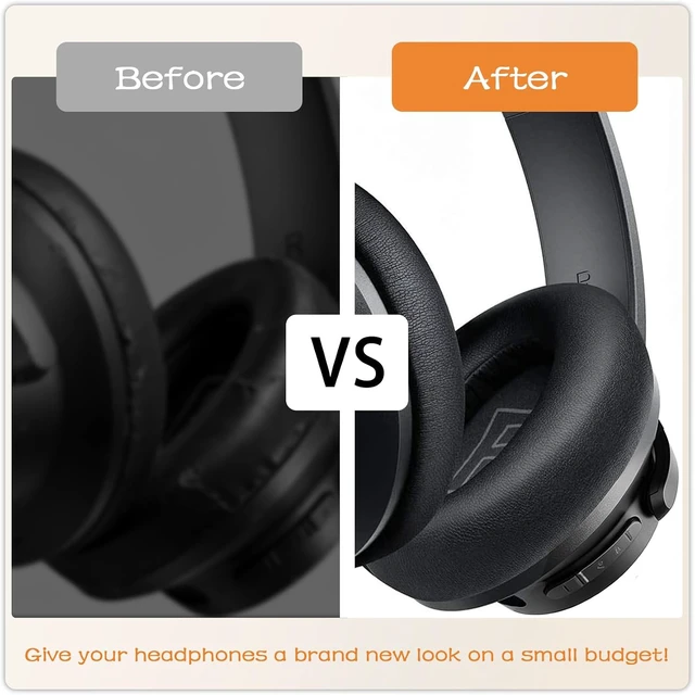 Alt view image 6 of 7 - Replacement Ear Pads for Anker Soundcore Life Q20/Q20i/Q20BT/Q20+/Life 2 Headphones Replcement Earpads Ear Cushions Ear Cups Cover Repair Parts (Black)
