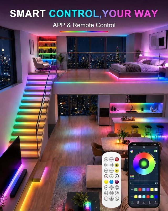 Alt view image 4 of 7 - LED Strip Lights 100FT Smart IC RGB Lights for Bedroom Segmented DIY