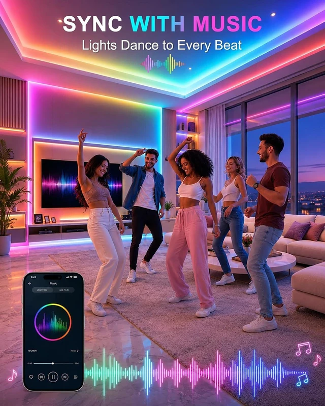 Alt view image 7 of 7 - LED Strip Lights 100FT Smart IC RGB Lights for Bedroom Segmented DIY