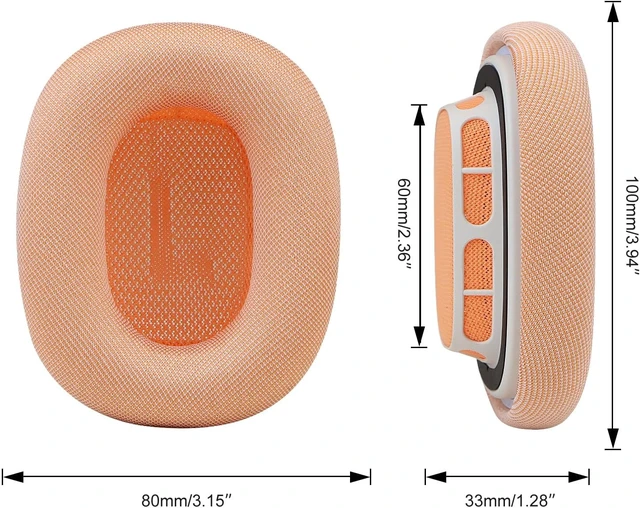 Alt view image 5 of 7 - Upgraded Ear Cushions for AirPods Max Headphones Silica Gel Mesh Fabric Replacement Ear Pads Cover with Memory Foam and Magnet Closer to The Original(Orange)