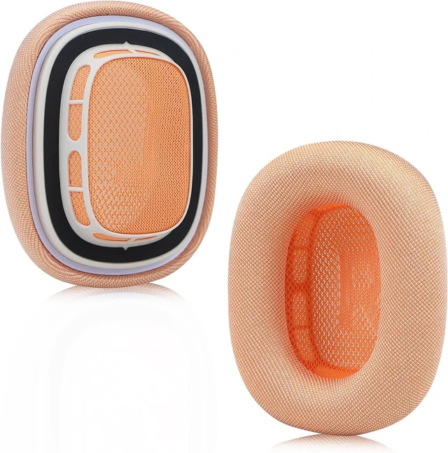 Alt view image 6 of 7 - Upgraded Ear Cushions for AirPods Max Headphones Silica Gel Mesh Fabric Replacement Ear Pads Cover with Memory Foam and Magnet Closer to The Original(Orange)