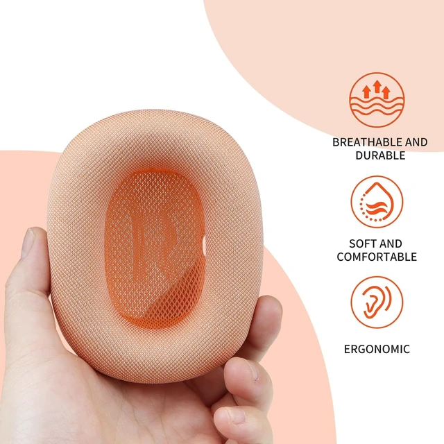 Alt view image 3 of 7 - Upgraded Ear Cushions for AirPods Max Headphones Silica Gel Mesh Fabric Replacement Ear Pads Cover with Memory Foam and Magnet Closer to The Original(Orange)