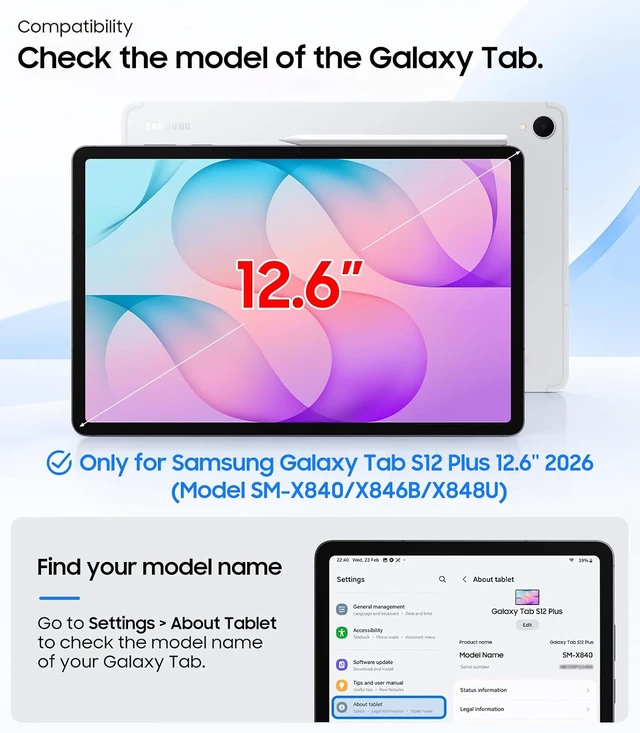 Alt view image 2 of 7 - Fintie Clear Rotating Case for Galaxy Tab S12 Plus 12.6 Inch 2026