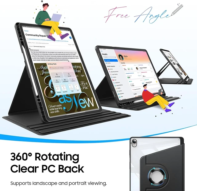 Alt view image 3 of 7 - Fintie Clear Rotating Case for Galaxy Tab S12 Plus 12.6 Inch 2026