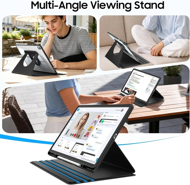Alt view image 4 of 7 - Fintie Clear Rotating Case for Galaxy Tab S12 Plus 12.6 Inch 2026