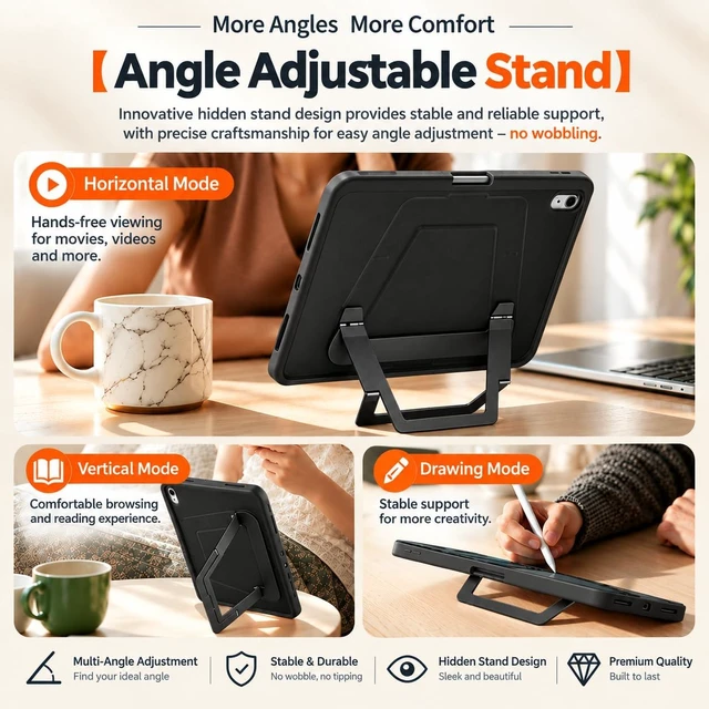 Alt view image 2 of 7 - Case for iPad A16 11-inch & 11th/10th Generation 10.9-inch Black