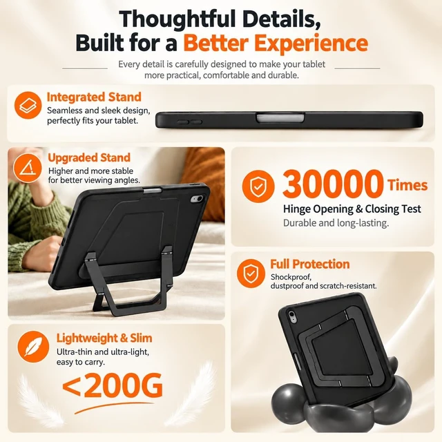 Alt view image 4 of 7 - Case for iPad A16 11-inch & 11th/10th Generation 10.9-inch Black