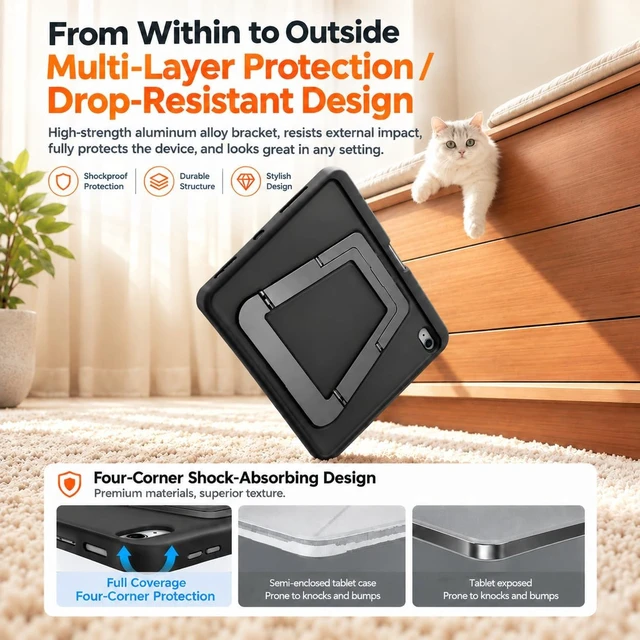 Alt view image 3 of 7 - Case for iPad A16 11-inch & 11th/10th Generation 10.9-inch Black