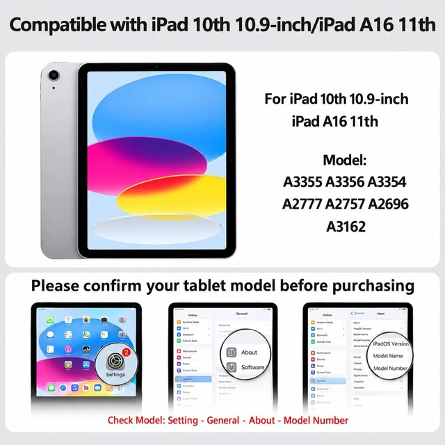 Alt view image 7 of 7 - Case for iPad A16 11-inch & 11th/10th Generation 10.9-inch Black