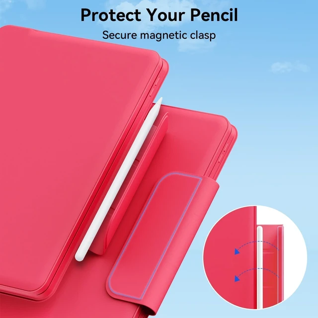 Alt view image 6 of 7 - for iPad 11th /10th Generation Case with Keyboard Portrait/Landscape (Hot Pink)