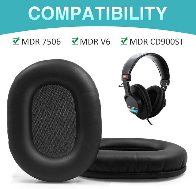 Alt view image 2 of 7 - Replacement Ear Pads for MDR-7506 Headphones Replacement Pads Also Fits MDR-V6 MDR-CD900ST Earpads Cushions with Soft Leather Memory Foam