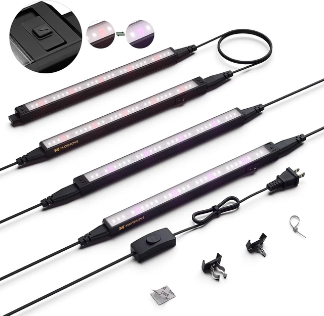 Main image of Grow Lights for Indoor Plants Tunable Spectrum 1FT LED Growing Lamp 28W (4 x 7W) T5 Grow Light Strip for Seed Starting Vegetables Linkable Black 4-Pack