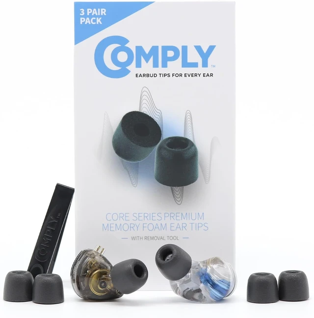 Main image of Comply 500 Core Series Memory Foam Replacement IEM Ear Tips Black (S/M/L)