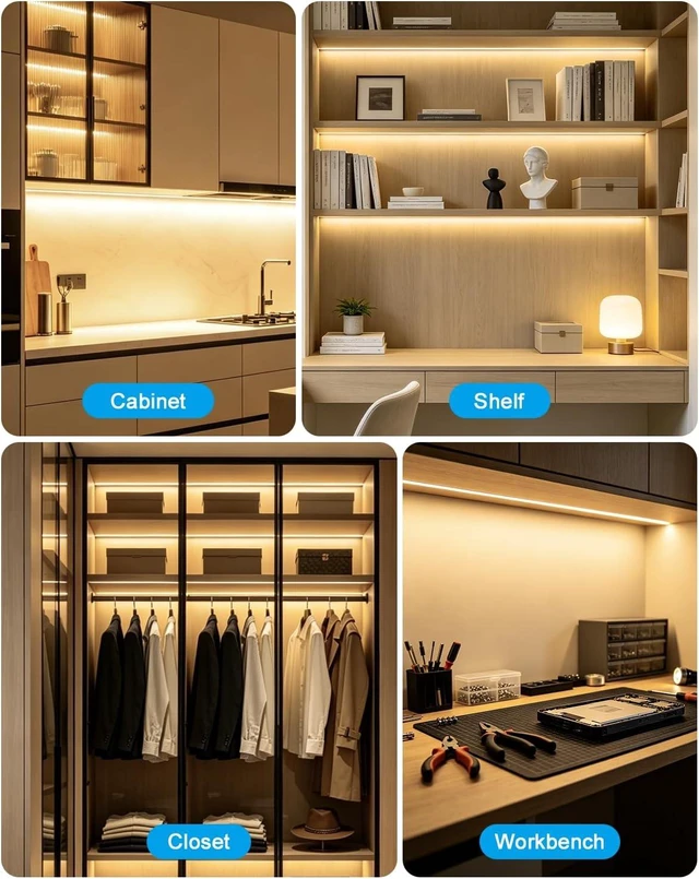 Alt view image 7 of 7 - 120V Under Cabinet Strip Lighting Plug in 36in Waterproof IP67 for Kitchen