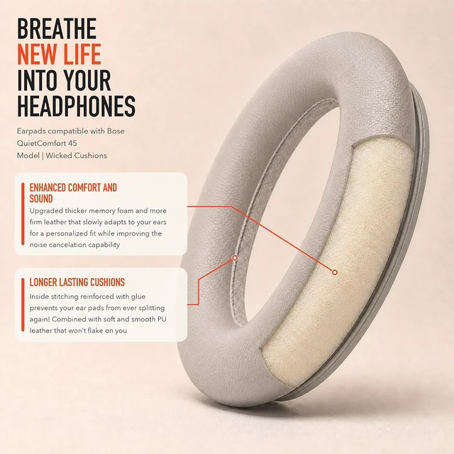Alt view image 4 of 7 - PadZ QC45 - Earpads for QuietComfort 45 QC SE & QC Wireless