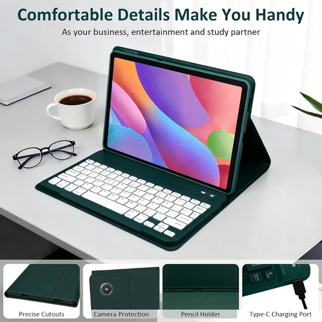 Alt view image 6 of 7 - Case with Keyboard for Galaxy Tab A9+ / A9 Plus 11 Inch 2023 (SM-X210/X215/X216/X218) Slim Folio Wireless Keyboard Case S Pen Holder for Galaxy Tab A9 Plus 11 DGN